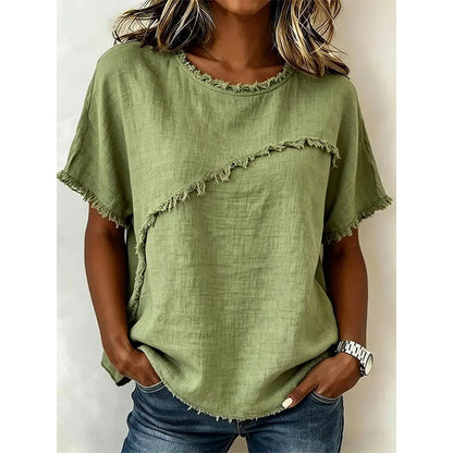 Women’s Summer Top with Raw Edge Paneling