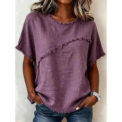 Women’s Summer Top with Raw Edge Paneling