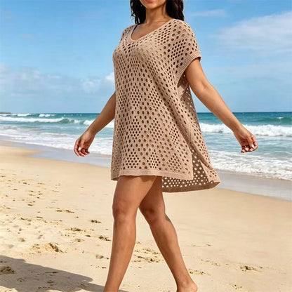 Women‘s Hollow Out Beach Cover Up Crewneck