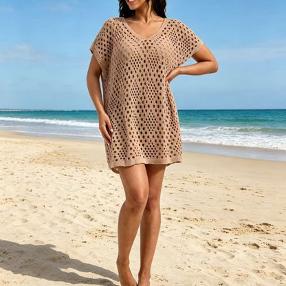 Women‘s Hollow Out Beach Cover Up Crewneck