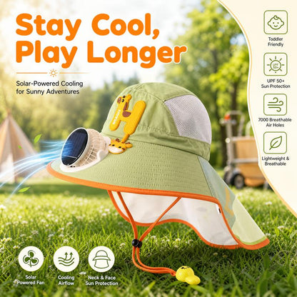 Sun Protection Flap Hat with Built in Cooling Fan