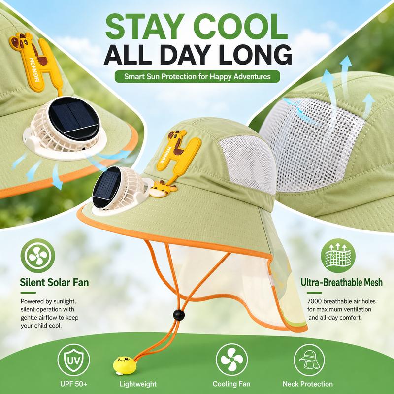Sun Protection Flap Hat with Built in Cooling Fan