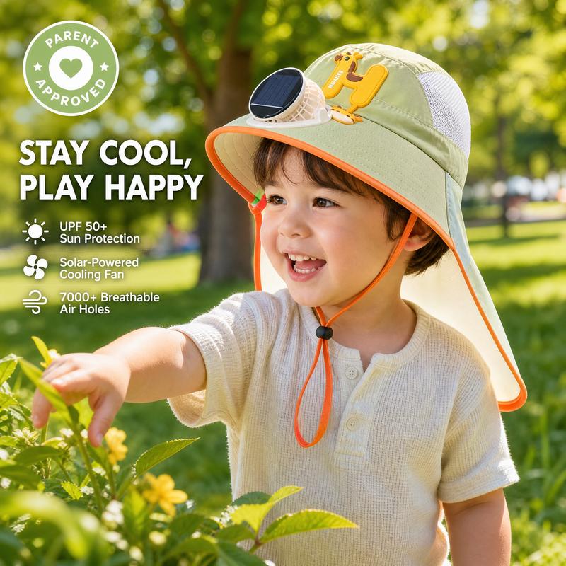 Sun Protection Flap Hat with Built in Cooling Fan