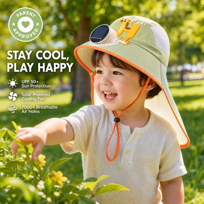 Sun Protection Flap Hat with Built in Cooling Fan