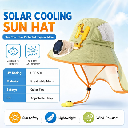 Sun Protection Flap Hat with Built in Cooling Fan