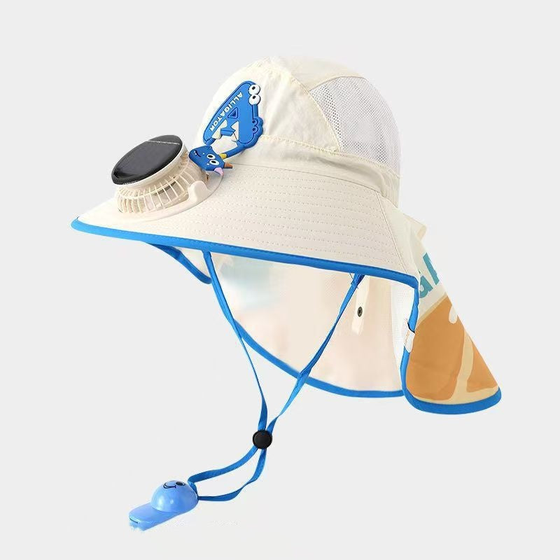 Sun Protection Flap Hat with Built in Cooling Fan