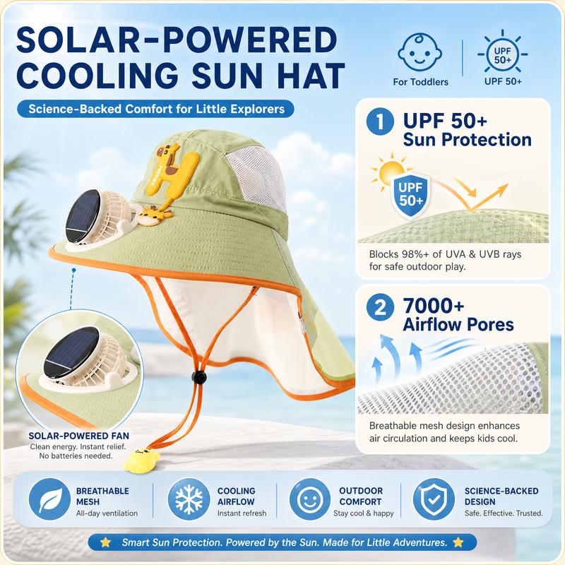 Sun Protection Flap Hat with Built in Cooling Fan