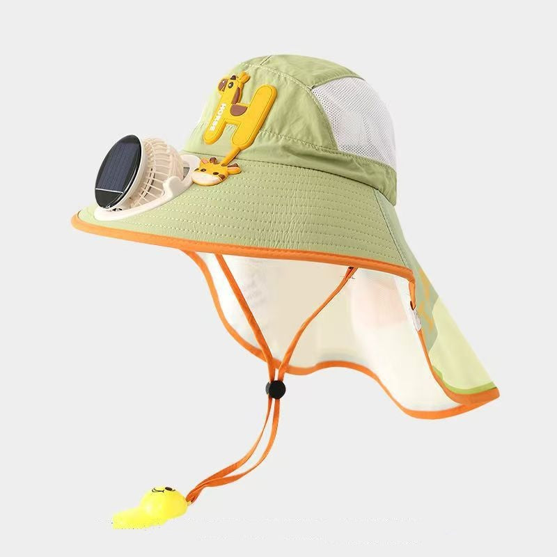 Sun Protection Flap Hat with Built in Cooling Fan