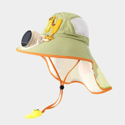 Sun Protection Flap Hat with Built in Cooling Fan