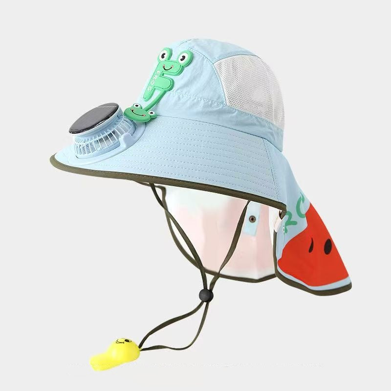 Sun Protection Flap Hat with Built in Cooling Fan