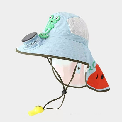 Sun Protection Flap Hat with Built in Cooling Fan