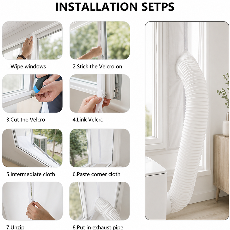 Portable AC Window Seal Kit with 2 Zipper Doors