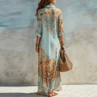 Women's Elegant Retro Print Maxi Dress