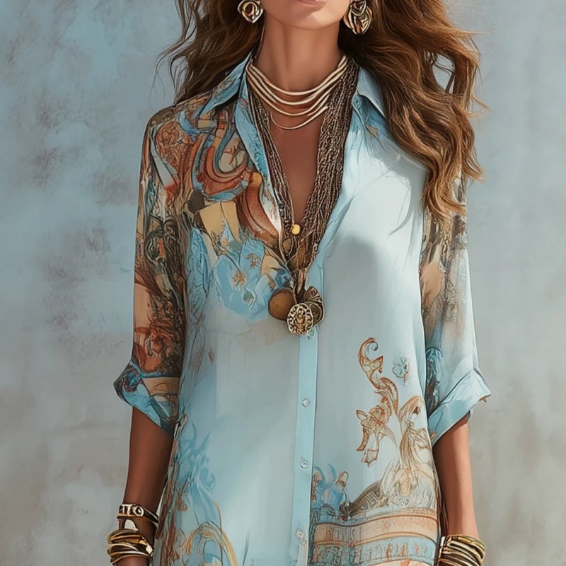 Women's Elegant Retro Print Maxi Dress
