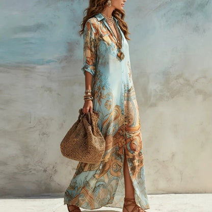 Women's Elegant Retro Print Maxi Dress