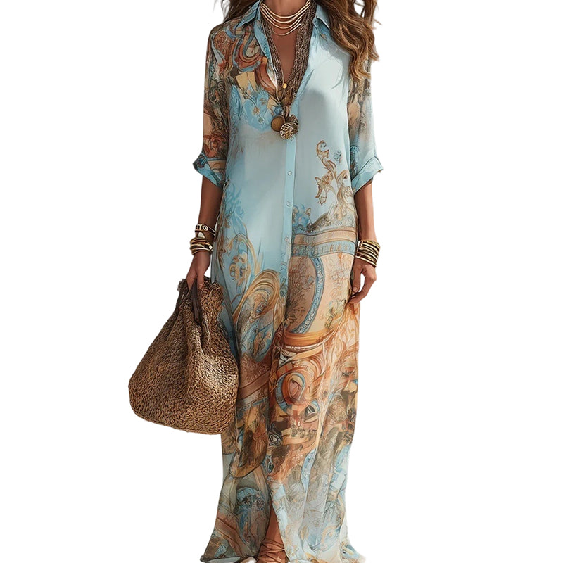 Women's Elegant Retro Print Maxi Dress