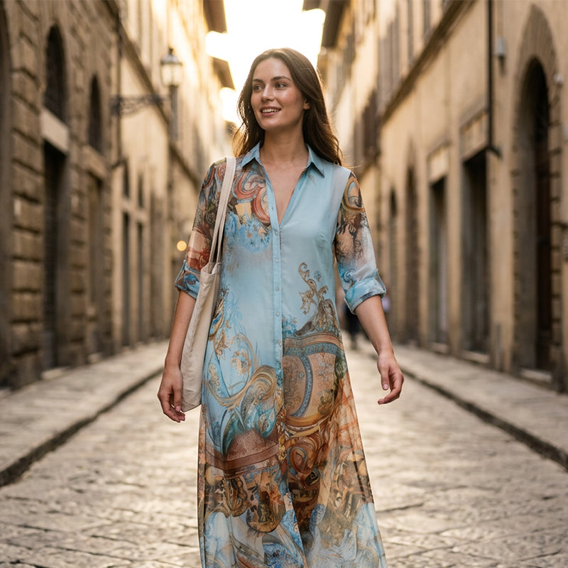 Women's Elegant Retro Print Maxi Dress
