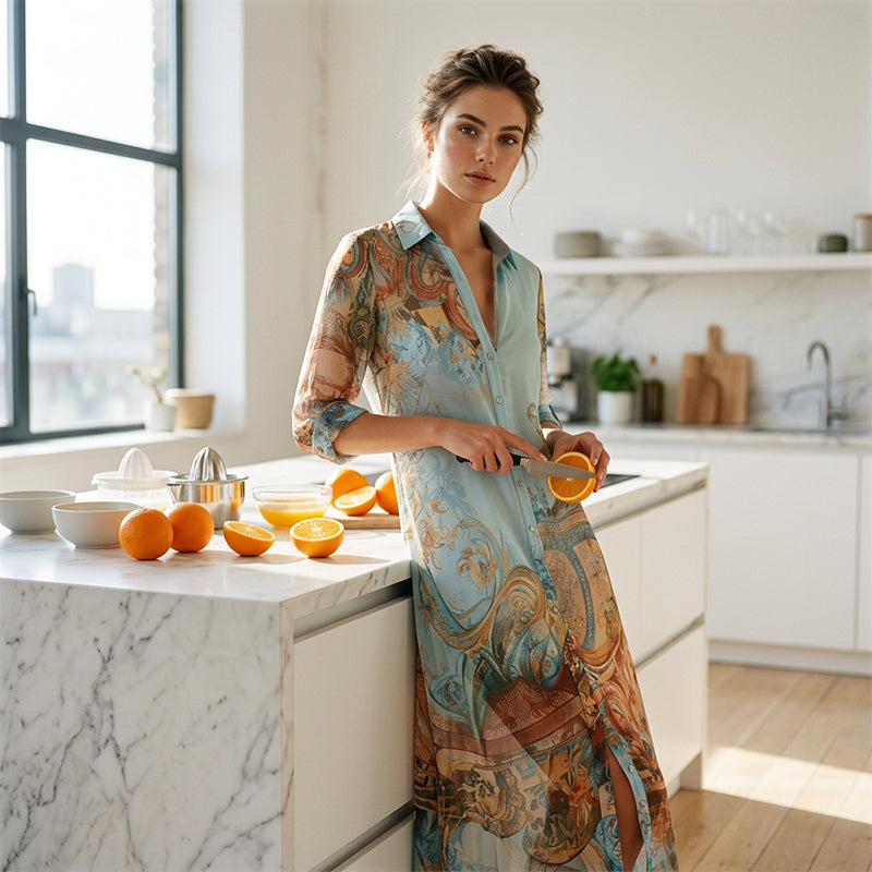 Women's Elegant Retro Print Maxi Dress
