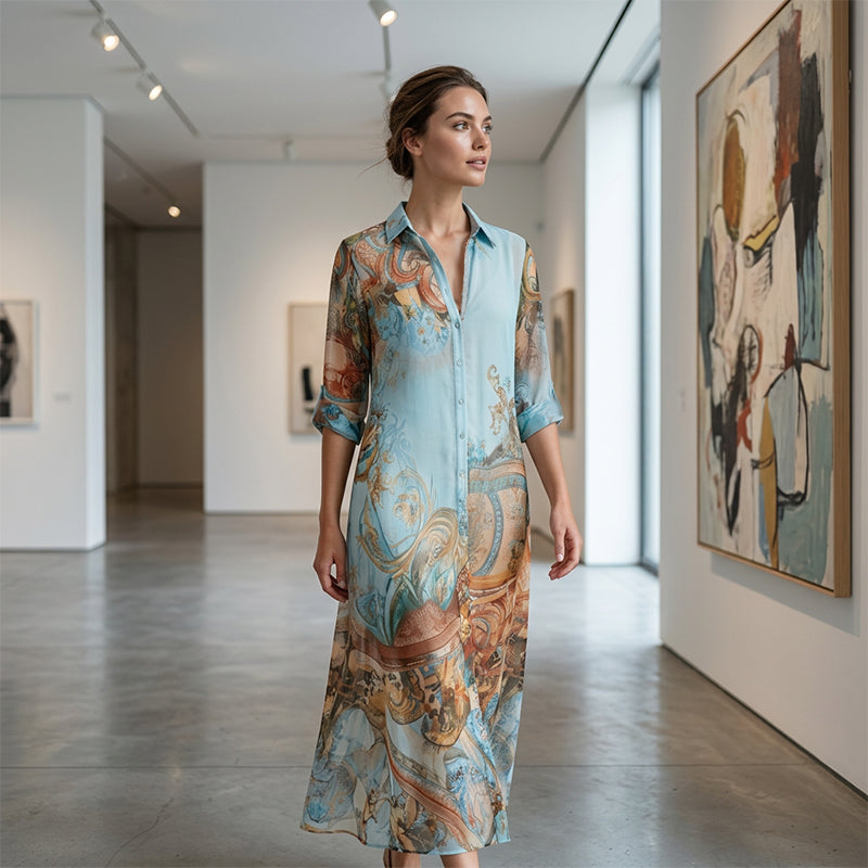 Women's Elegant Retro Print Maxi Dress