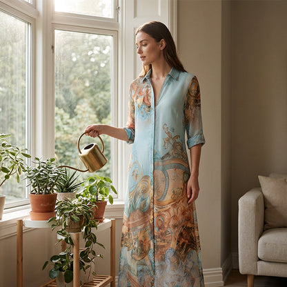 Women's Elegant Retro Print Maxi Dress