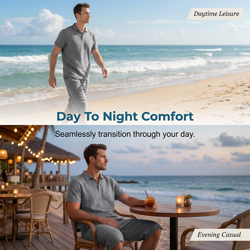 Men's Linen Shirt and Casual Pants Set