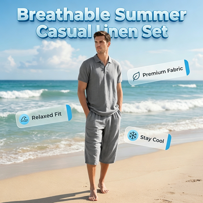 Men's Linen Shirt and Casual Pants Set