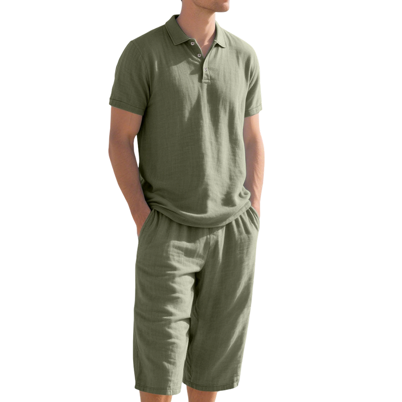 Men's Linen Shirt and Casual Pants Set