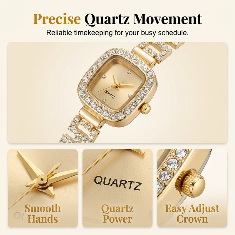 Women Drawstring Bracelet Watch Square Quartz