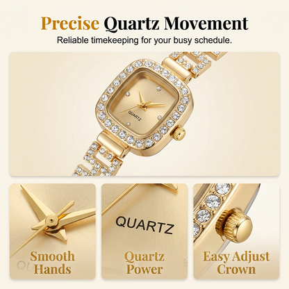 Women Drawstring Bracelet Watch Square Quartz