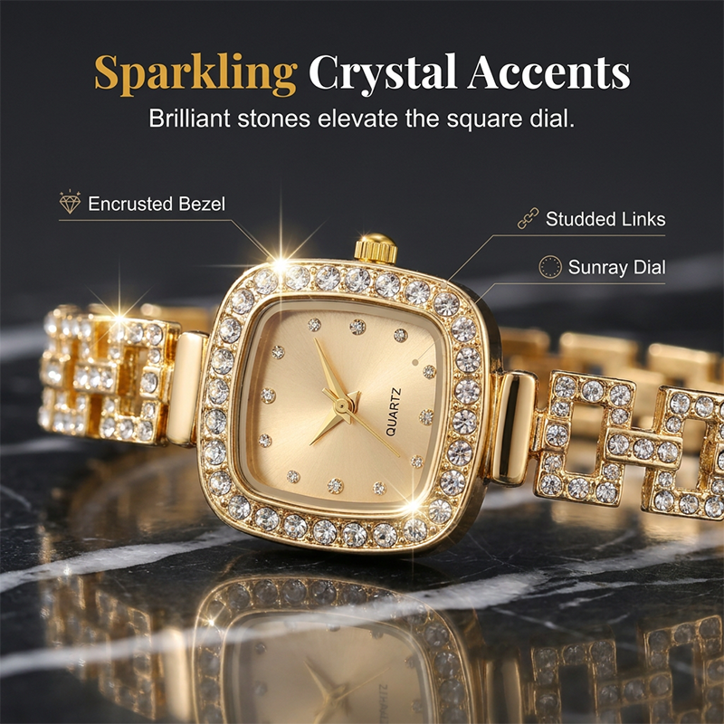 Women Drawstring Bracelet Watch Square Quartz