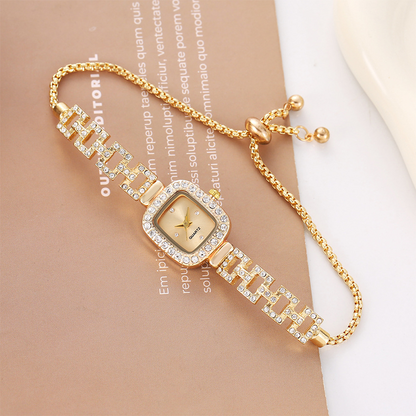 Women Drawstring Bracelet Watch Square Quartz