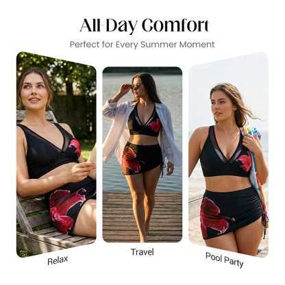 Ruched Mesh Bikini Set with Drawstring