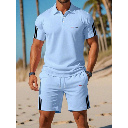 Men's Casual Short-Sleeve Shorts Set