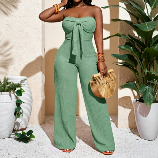 Women's Strapless High-Waisted Wide-Leg Jumpsuit