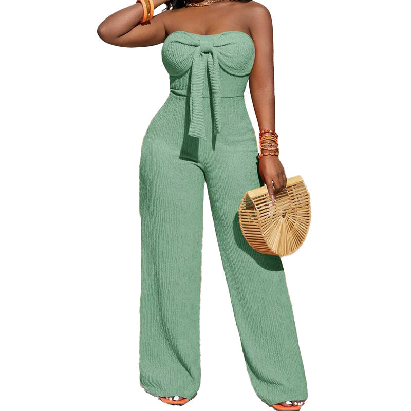 Women's Strapless High-Waisted Wide-Leg Jumpsuit