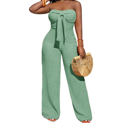 Women's Strapless High-Waisted Wide-Leg Jumpsuit