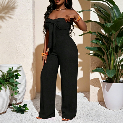 Women's Strapless High-Waisted Wide-Leg Jumpsuit