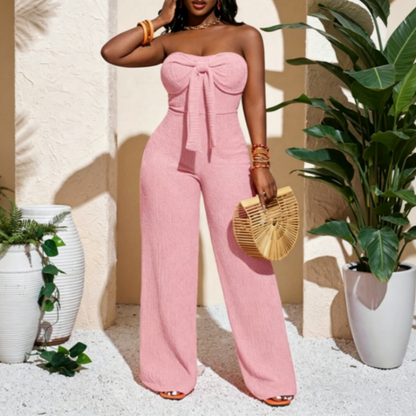 Women's Strapless High-Waisted Wide-Leg Jumpsuit