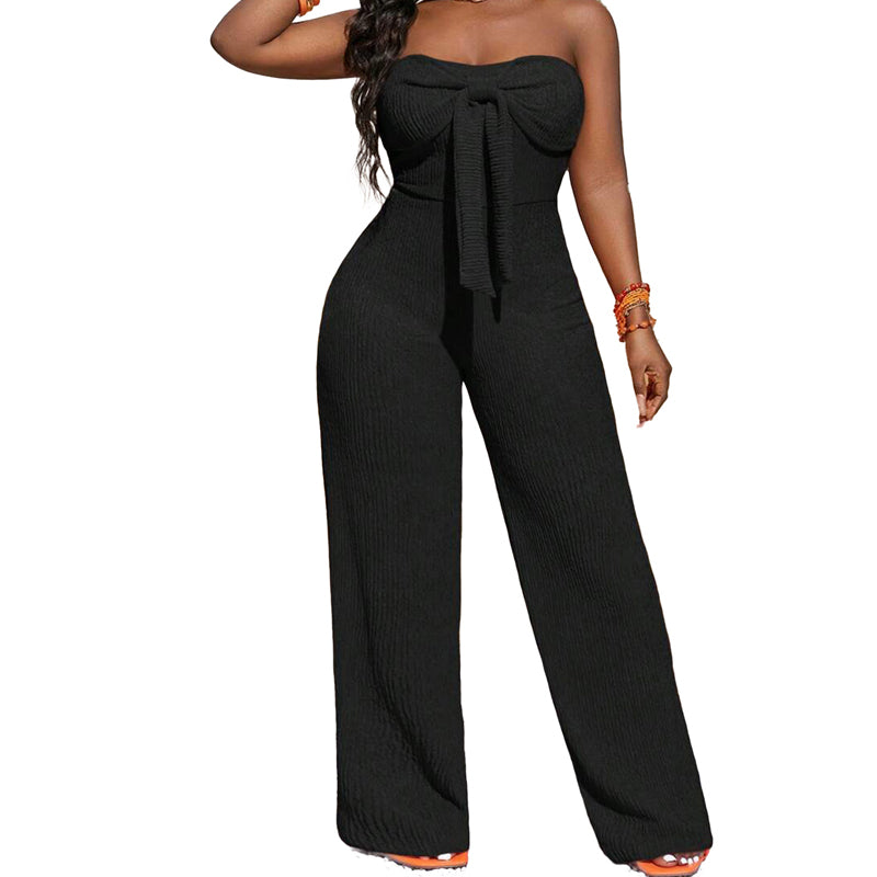 Women's Strapless High-Waisted Wide-Leg Jumpsuit