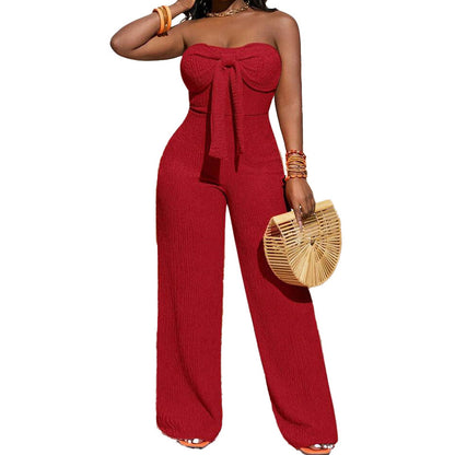 Women's Strapless High-Waisted Wide-Leg Jumpsuit
