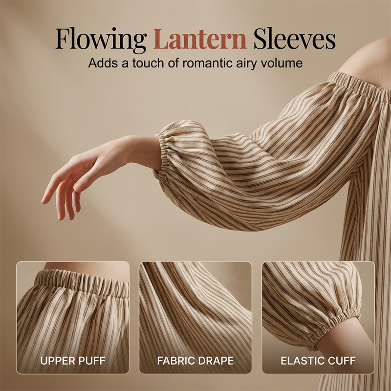 Women's Off-Shoulder Maxi Dress Lantern Sleeve Dress