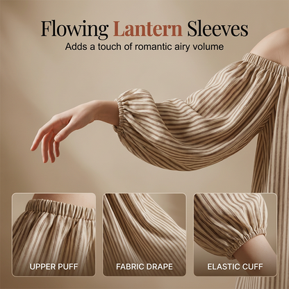 Women's Off-Shoulder Maxi Dress Lantern Sleeve Dress