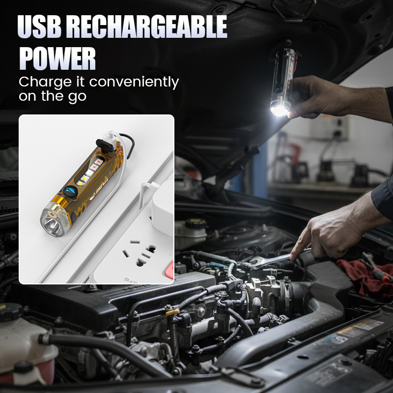 Multi-Functional Rechargeable Mini Keychain Flashlight