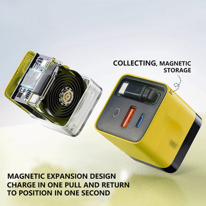 80W Fast Charging Phone Charger Block with Retractable 80cm Type-C Cable