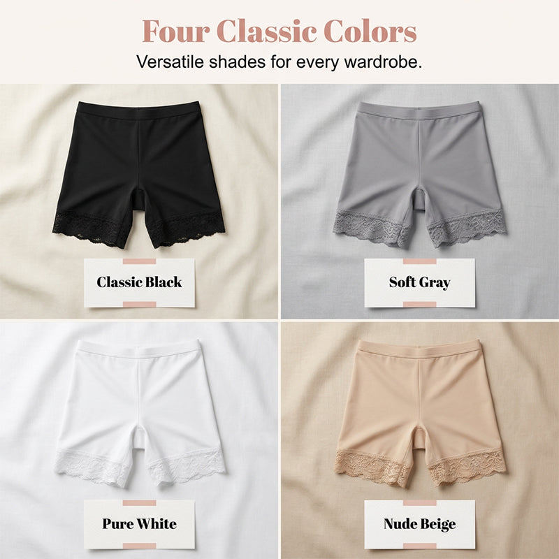 Women's High Waist Safety Shorts with Lace Trim Tummy Control Boy Shorts