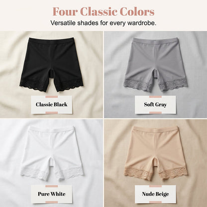 Women's High Waist Safety Shorts with Lace Trim Tummy Control Boy Shorts