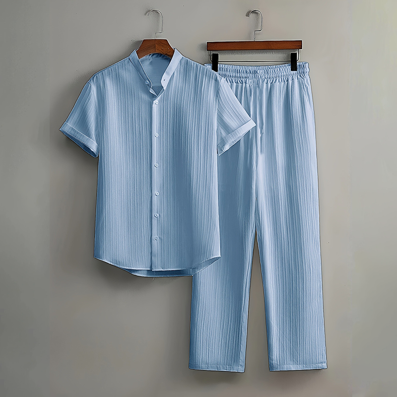 Men's Textured 2-Piece Shirt & Pants Set