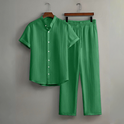 Men's Textured 2-Piece Shirt & Pants Set