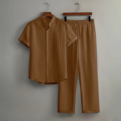 Men's Textured 2-Piece Shirt & Pants Set