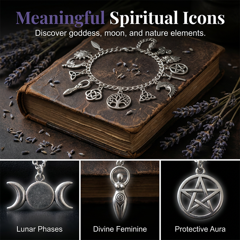 Vintage Pagan Charm Bracelet for Women